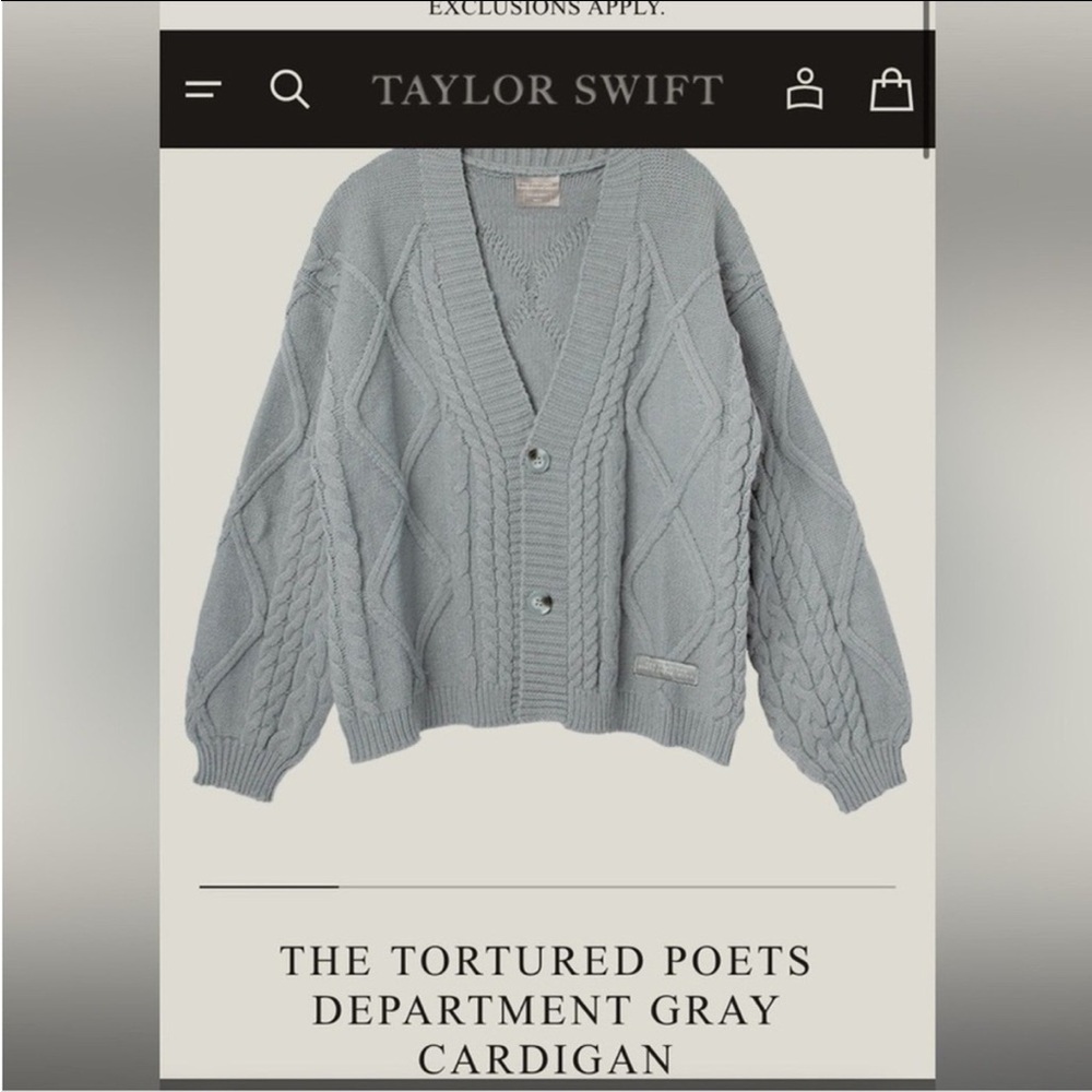 Taylor Swift Gray Cardigan TTPD